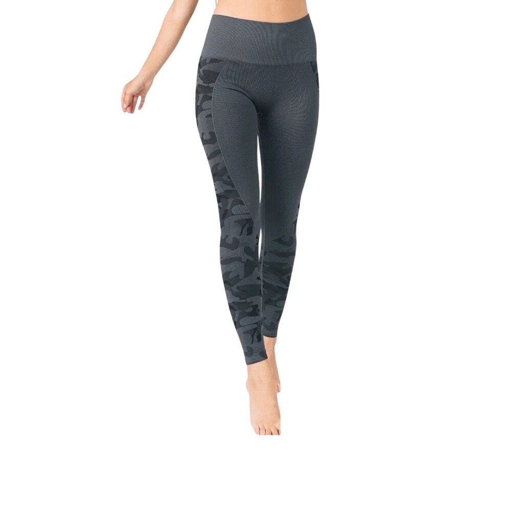 Zyia Active Camo Seamless High Waisted Leggings Gray Womens Size Small‎